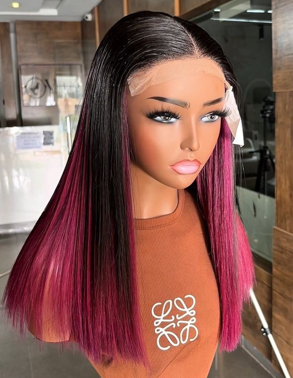 18” 200grams Vietnamese Wine Ombré SDD Bonestraight with 5by5 Closure.