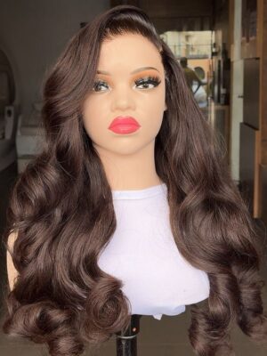 Vietnamese  dark brown donor hair  With hd lace 5x5 closure