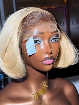 Donor blonde  layers bob with hd lace