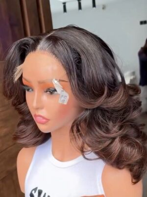 Virgo World Human Hair 12 inches Donor Brown Tip Bounce With HD Lace