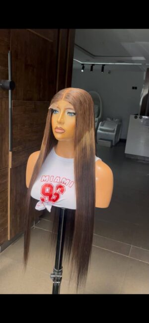 28Inches 300grams SDD Brown and Blonde Mix Vietnamese Bonestraight Paired with 2by6 Closure